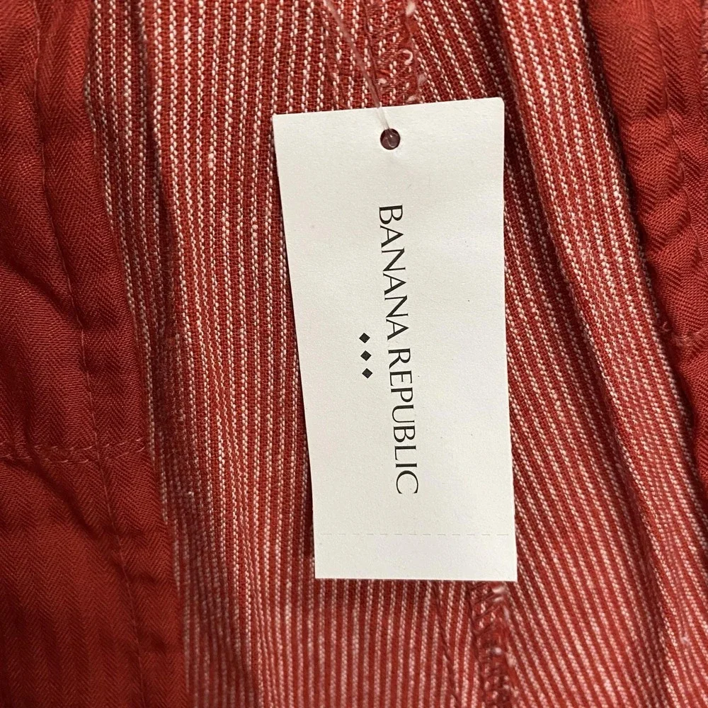 Banana Republic Linen Shorts Mens 32 Red Stripe Chino 7 Inch Summer Beach